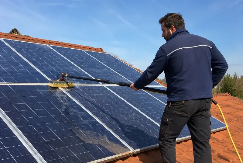 Nettoyage et entretien de panneaux solaires au Bouchet-Mont-Charvin